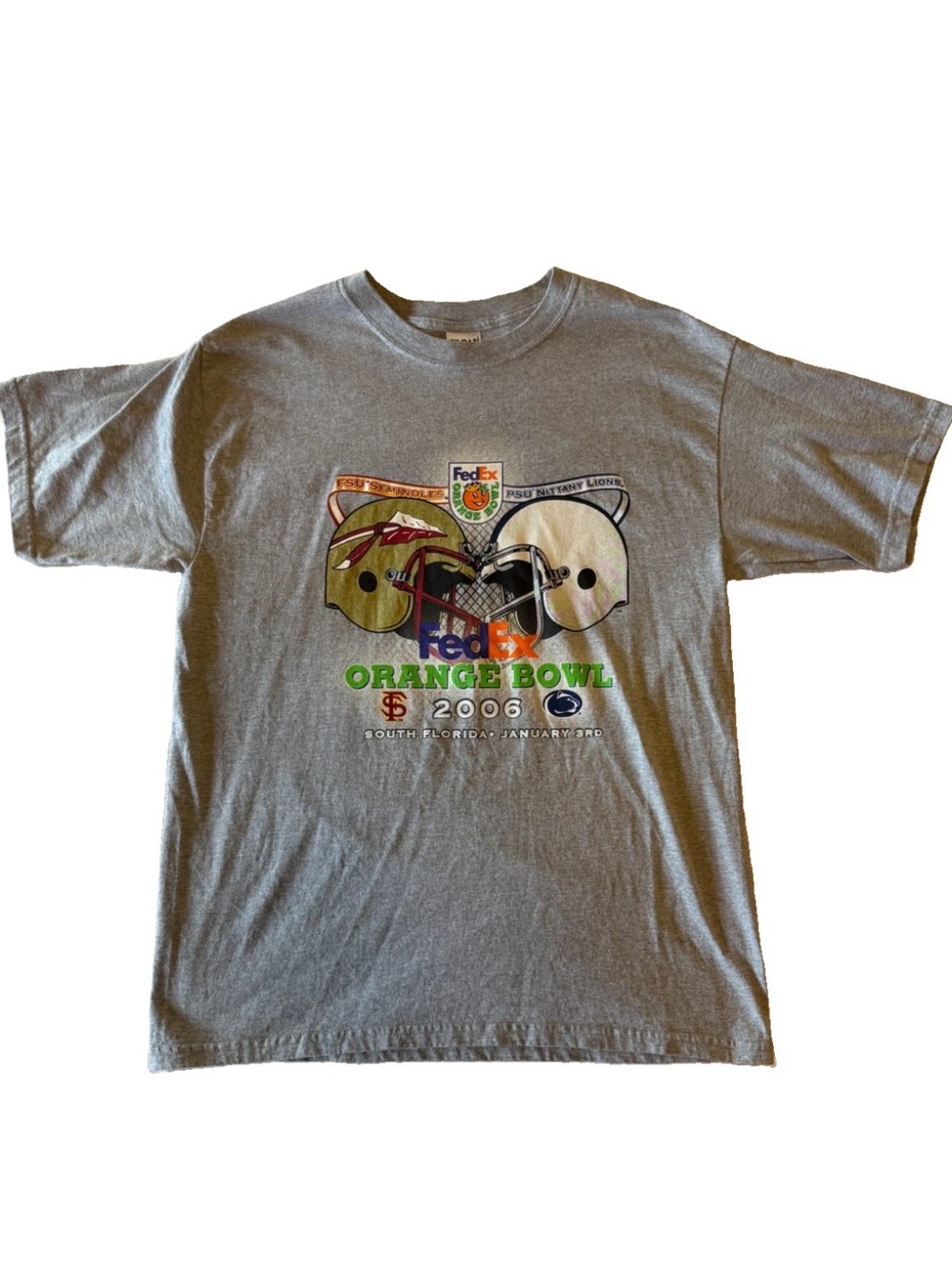 Gildan Gray 2006 Orange Bowl Tee FSU VS Penn State